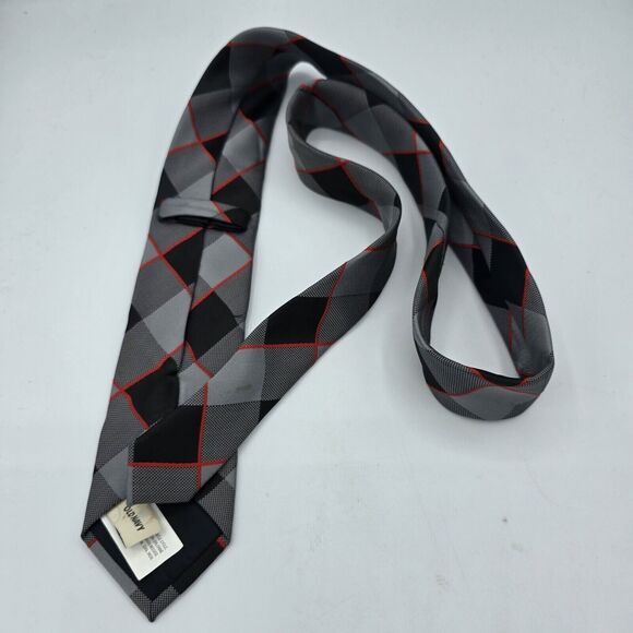 Mens Necktie Old Navy Black Grey Red Skinny Striped 49x2.5 Inch Slim Vintage - Picture 6 of 6